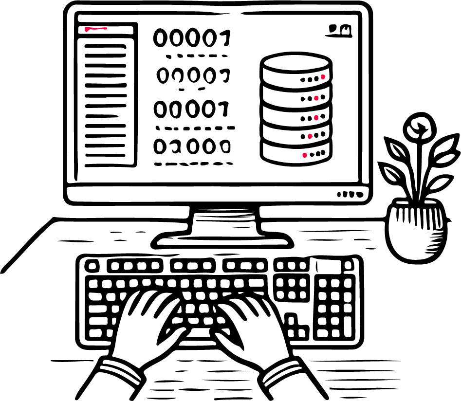 Laptop mit Datenbanksymbolen auf dem Bildschirm
